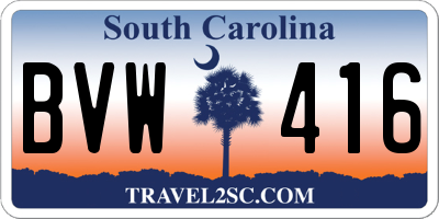 SC license plate BVW416