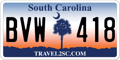 SC license plate BVW418