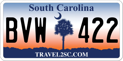 SC license plate BVW422