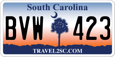 SC license plate BVW423