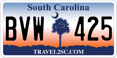 SC license plate BVW425