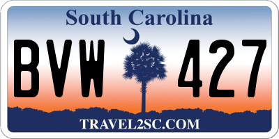 SC license plate BVW427