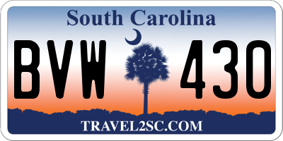 SC license plate BVW430