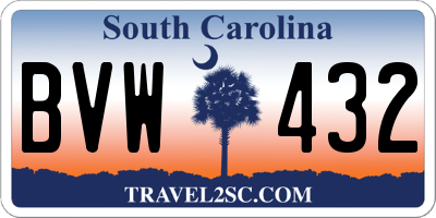 SC license plate BVW432
