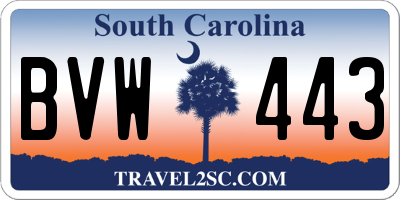 SC license plate BVW443