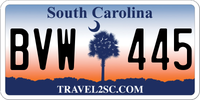 SC license plate BVW445