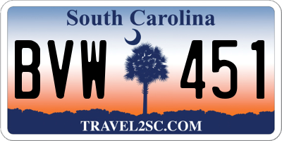SC license plate BVW451