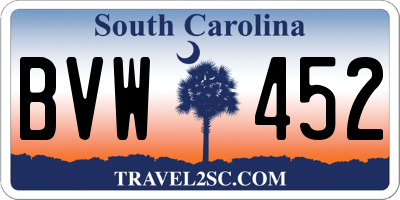 SC license plate BVW452