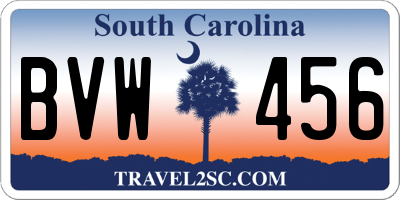 SC license plate BVW456