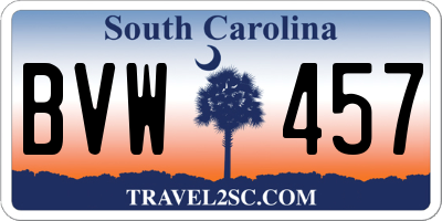 SC license plate BVW457