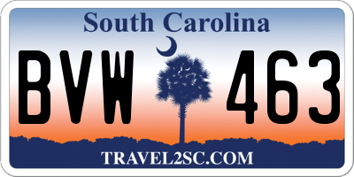 SC license plate BVW463