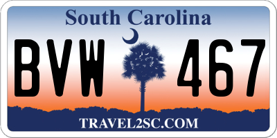 SC license plate BVW467