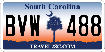 SC license plate BVW488