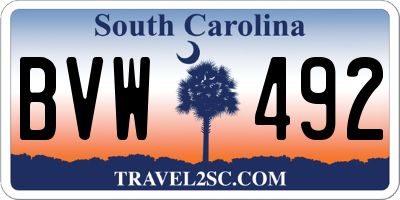 SC license plate BVW492