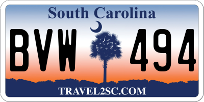 SC license plate BVW494