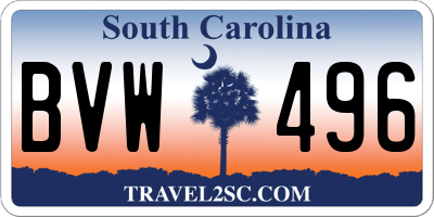 SC license plate BVW496