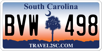 SC license plate BVW498