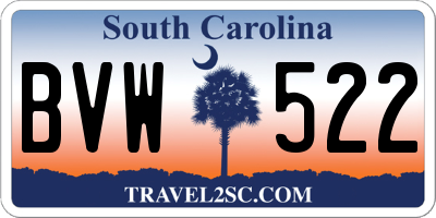 SC license plate BVW522