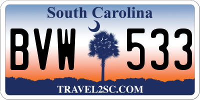 SC license plate BVW533