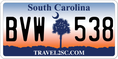 SC license plate BVW538