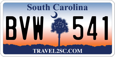 SC license plate BVW541