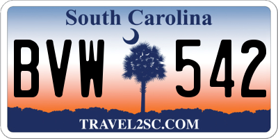 SC license plate BVW542