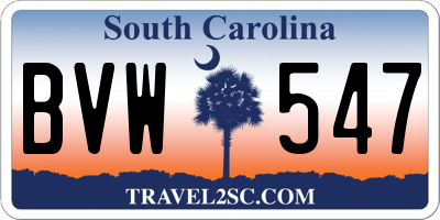 SC license plate BVW547