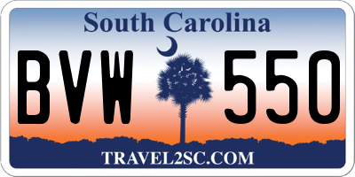 SC license plate BVW550