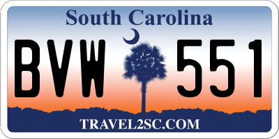 SC license plate BVW551