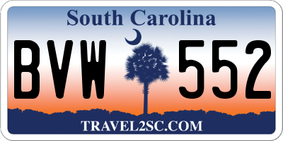 SC license plate BVW552