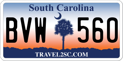 SC license plate BVW560