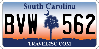 SC license plate BVW562
