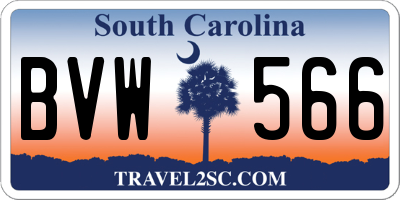 SC license plate BVW566