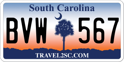 SC license plate BVW567