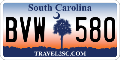 SC license plate BVW580