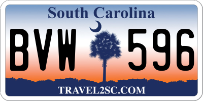 SC license plate BVW596