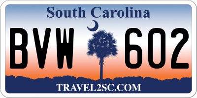 SC license plate BVW602