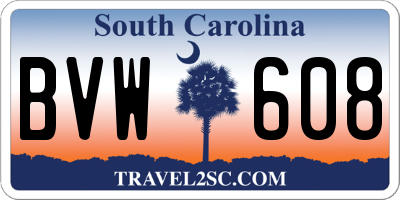 SC license plate BVW608