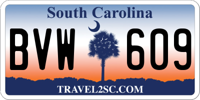 SC license plate BVW609