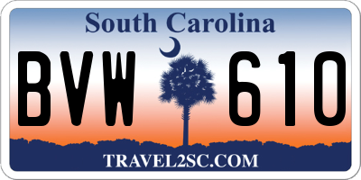 SC license plate BVW610