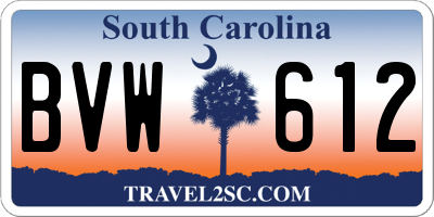 SC license plate BVW612