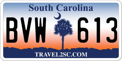 SC license plate BVW613