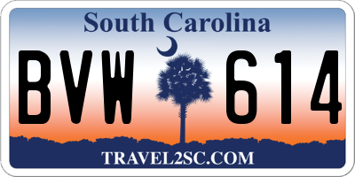 SC license plate BVW614