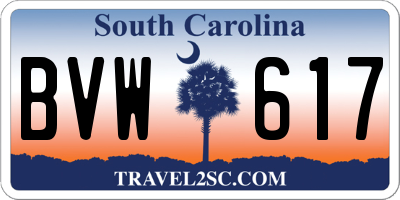SC license plate BVW617