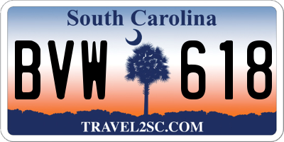 SC license plate BVW618