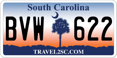 SC license plate BVW622