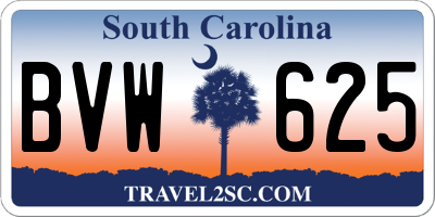 SC license plate BVW625