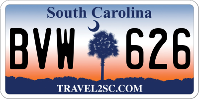 SC license plate BVW626