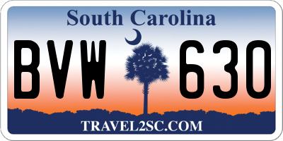 SC license plate BVW630