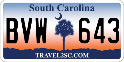 SC license plate BVW643
